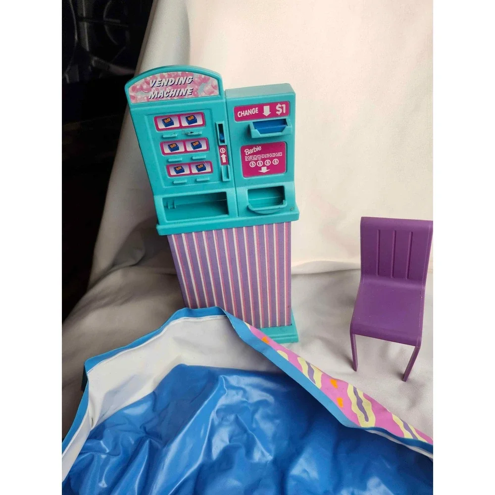 Vintage Barbie Accessory Lot Baywatch Pool Vending Machine Jet Ski Chairs Mixed